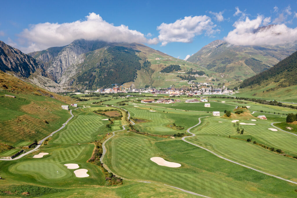 Golf course in the Swiss alps andermatt