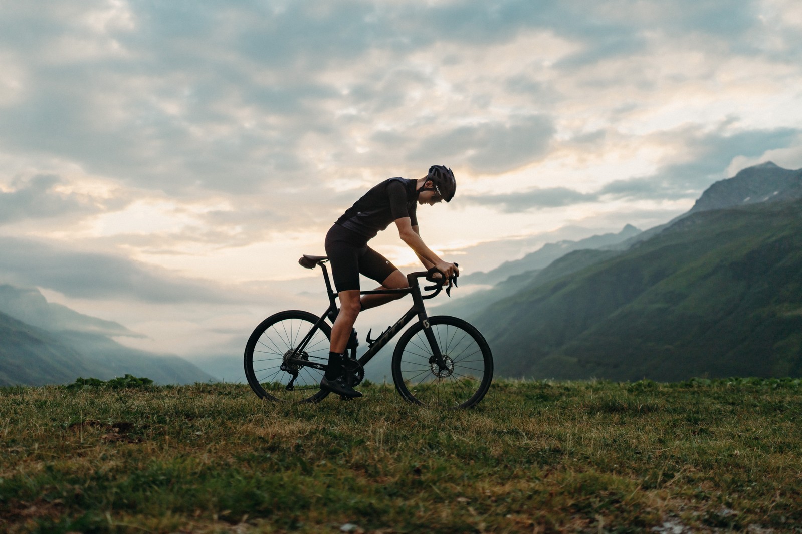 mountain biker in swiss mountains